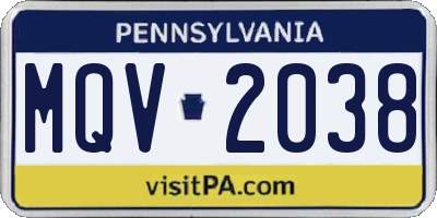 PA license plate MQV2038