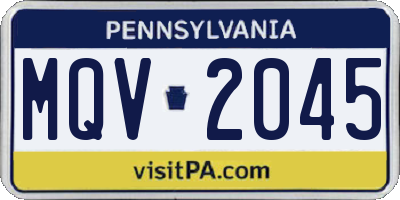 PA license plate MQV2045