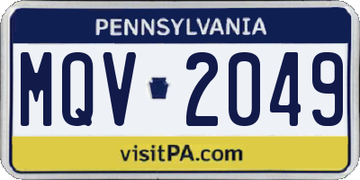 PA license plate MQV2049