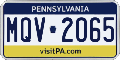 PA license plate MQV2065