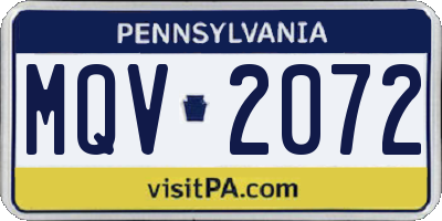 PA license plate MQV2072