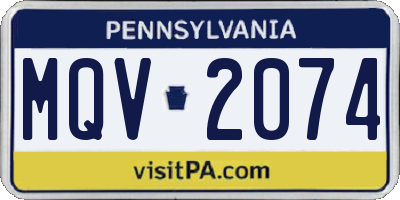 PA license plate MQV2074
