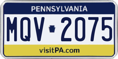 PA license plate MQV2075