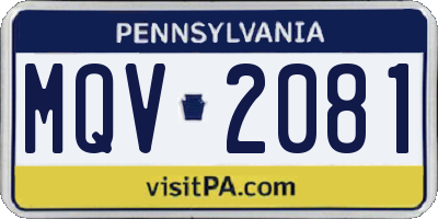 PA license plate MQV2081