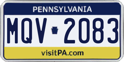 PA license plate MQV2083