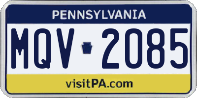 PA license plate MQV2085