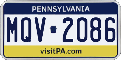 PA license plate MQV2086