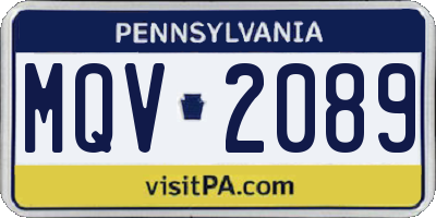 PA license plate MQV2089