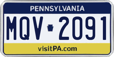 PA license plate MQV2091