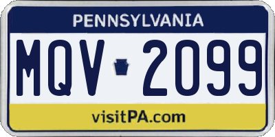 PA license plate MQV2099