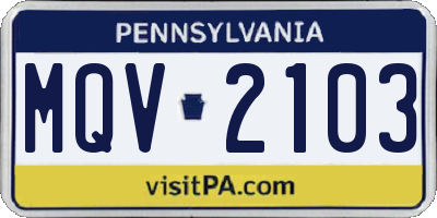 PA license plate MQV2103