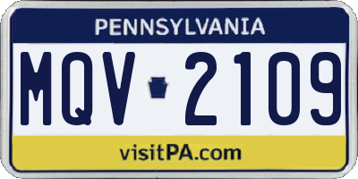 PA license plate MQV2109