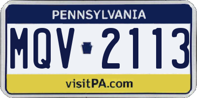 PA license plate MQV2113