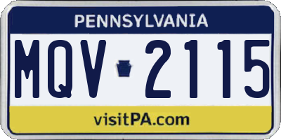 PA license plate MQV2115
