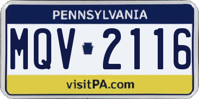 PA license plate MQV2116