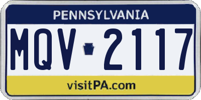 PA license plate MQV2117