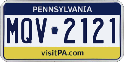 PA license plate MQV2121