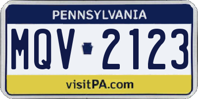 PA license plate MQV2123
