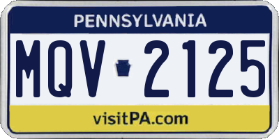 PA license plate MQV2125