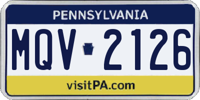 PA license plate MQV2126