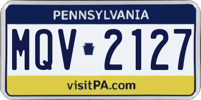 PA license plate MQV2127