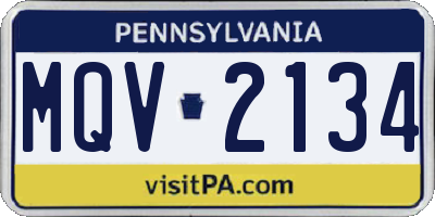 PA license plate MQV2134