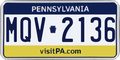 PA license plate MQV2136