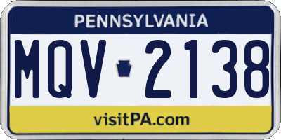 PA license plate MQV2138