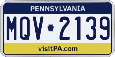 PA license plate MQV2139