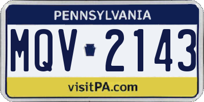 PA license plate MQV2143