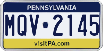 PA license plate MQV2145