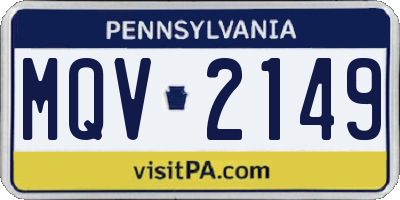 PA license plate MQV2149