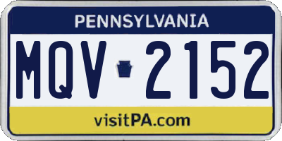 PA license plate MQV2152