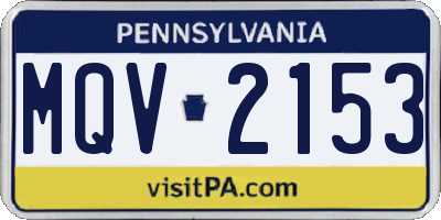 PA license plate MQV2153