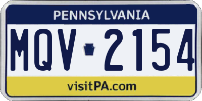 PA license plate MQV2154