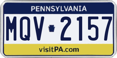 PA license plate MQV2157