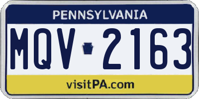 PA license plate MQV2163