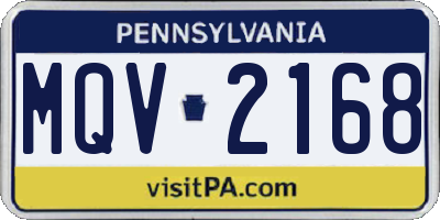PA license plate MQV2168