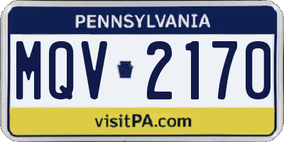 PA license plate MQV2170