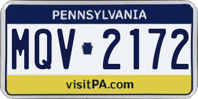 PA license plate MQV2172
