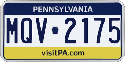PA license plate MQV2175