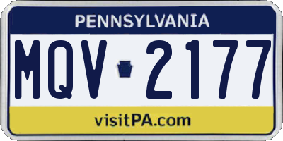PA license plate MQV2177