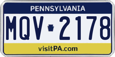 PA license plate MQV2178
