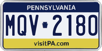 PA license plate MQV2180