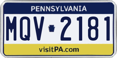PA license plate MQV2181