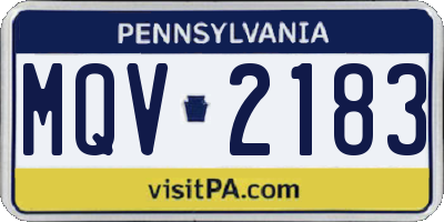 PA license plate MQV2183