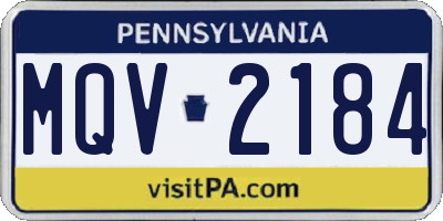 PA license plate MQV2184