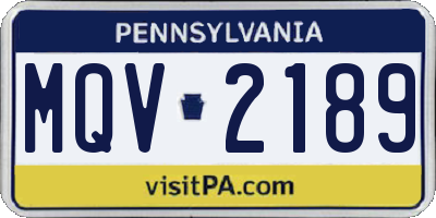 PA license plate MQV2189
