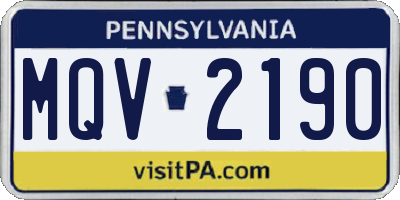 PA license plate MQV2190