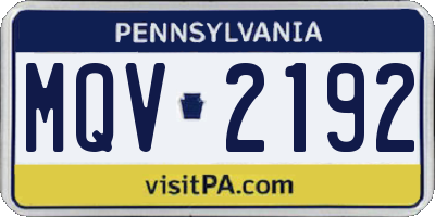 PA license plate MQV2192
